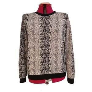 JACK Cream Black Snake Animal Print Long Sleeve Crew Neck Sweatshirt Small